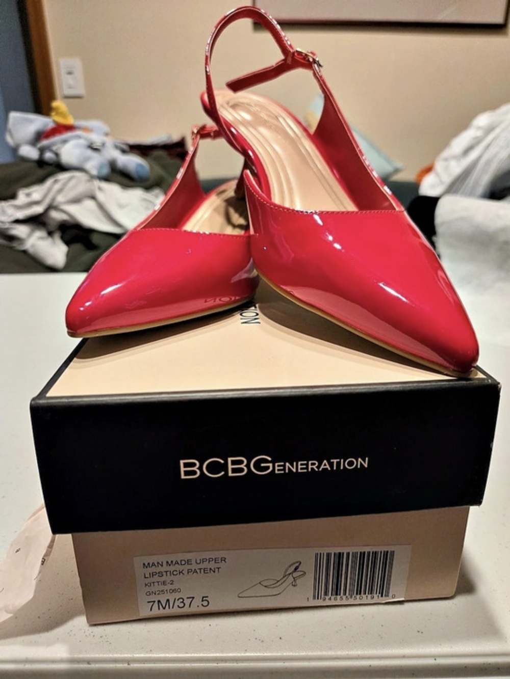 BCBG Generation Kittie-2 Red Patent Slingback Heels US 7M Like New